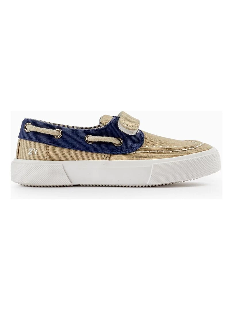 Chaussures Bateau en Tissu pour Bébé Garçon CÉRÉMONIE Beige clair