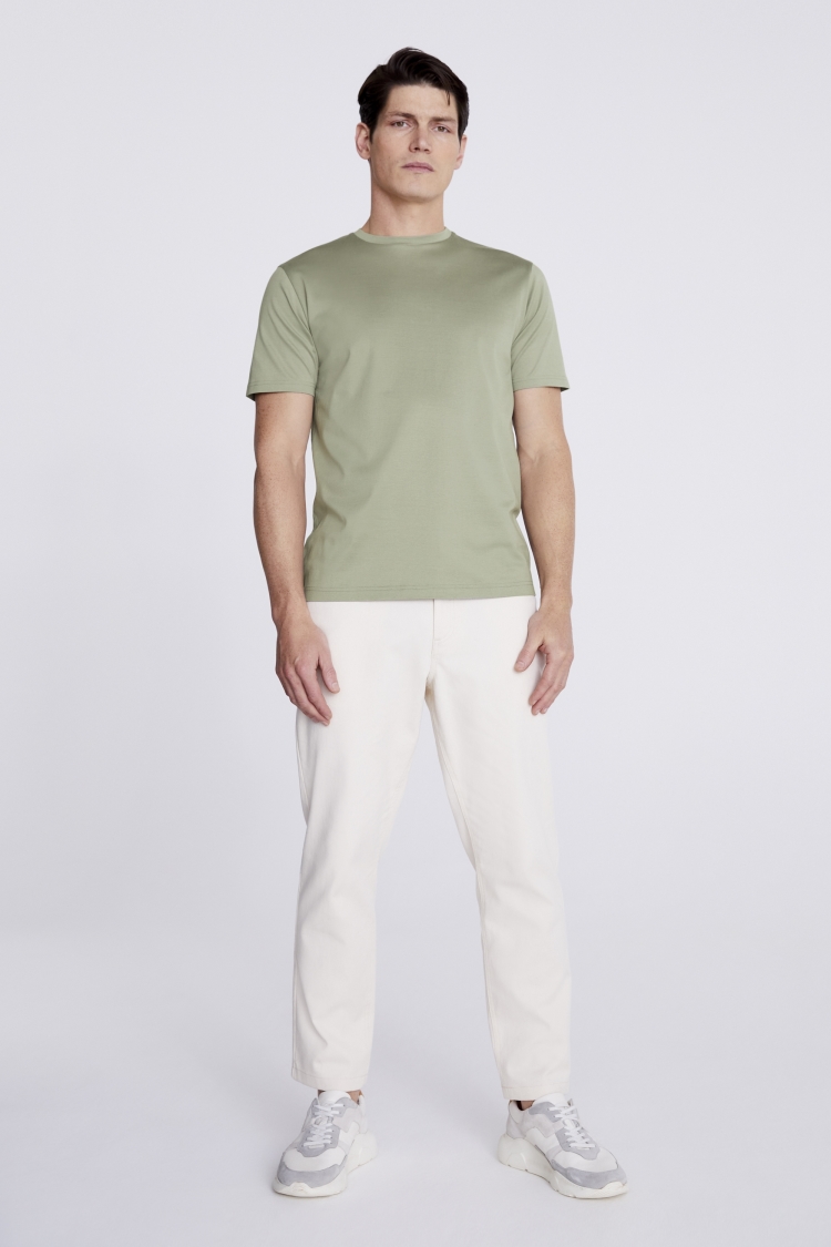 Sage Mercerised Crew Neck T-Shirt Buy Online at Moss