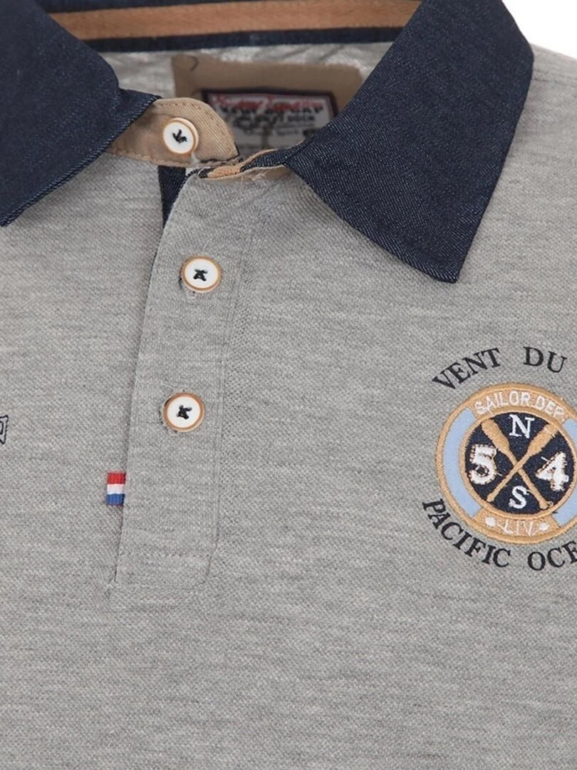 Polo manches longues homme CENICE   VENT DU CAP   Gris