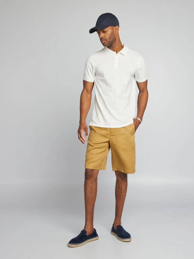 Polo stretch slim fit blanc