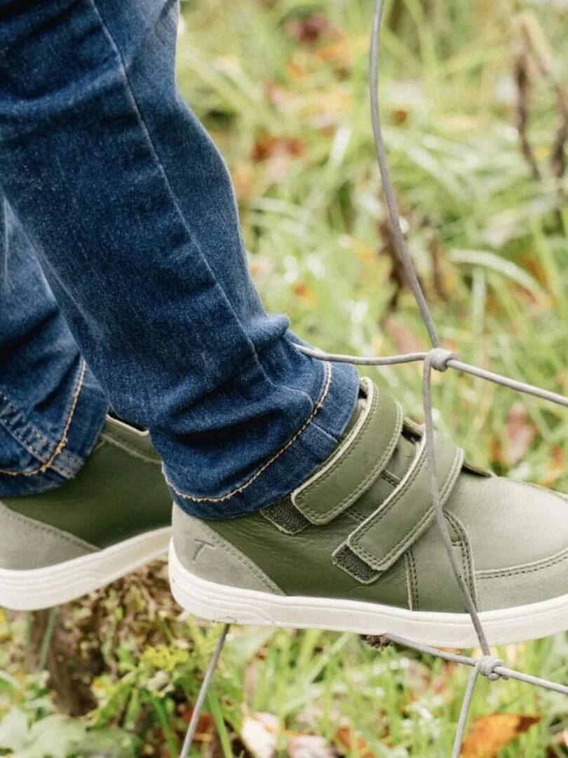 Baskets cuir Sneacky   Vert kaki