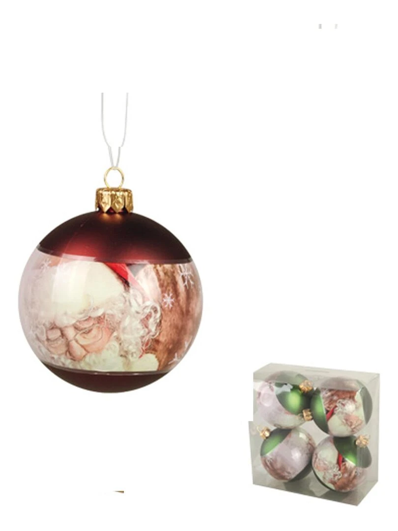 4 boules Pere noel Rouge