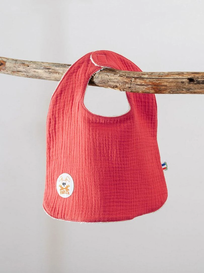 Bavoir en Coton Bio Fraise   Rouge