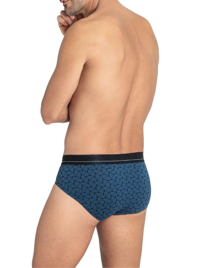 Slip en modal et coton à carreaux Akio   Bleu