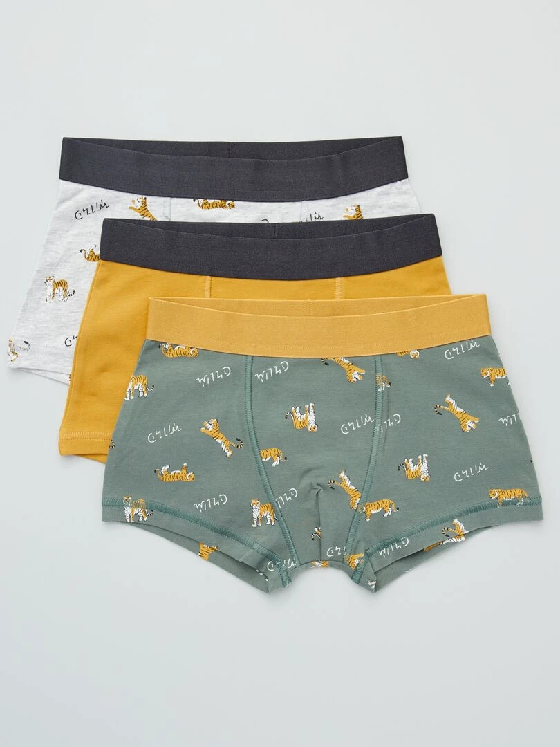 Lot de 3 boxers Vert/Jaune/Gris