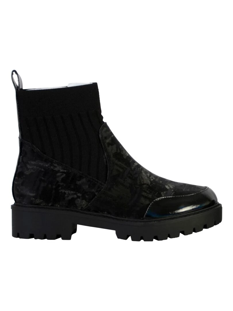 Bottines Cuir Montante Desigual Biker Sock   Noir