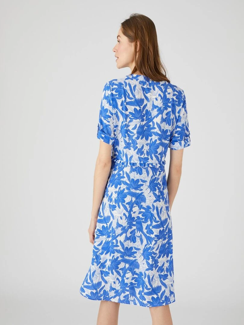 Robe imprimée à taille volantée   Damart   Bleu
