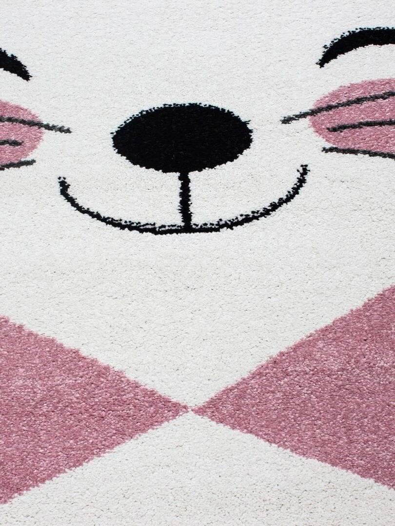 Tapis enfant KID'S CAT en polypropylène doux et soyeux OEKO TEX®   Rose