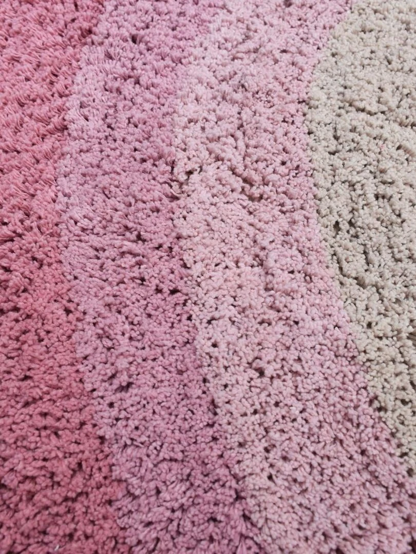 Tapis enfant ARKENSYEL BIO en coton 60x100 Fait main Lavable 30° Care&Fair   Rose