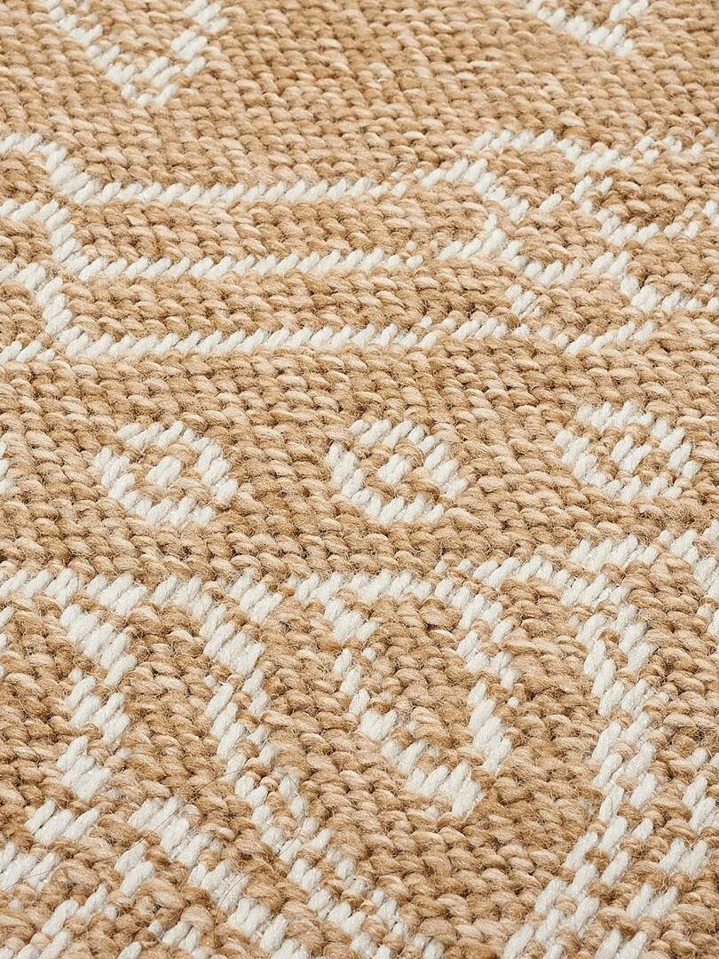 Tapis rond Ø 160cm AVANAOS Beige fait main en jute idéal pour Salon   Beige