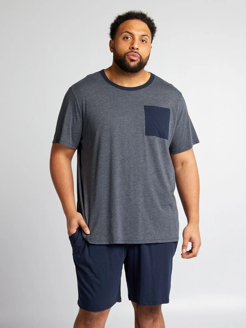 Ensemble pyjama court t shirt + short 2 pièces Marine