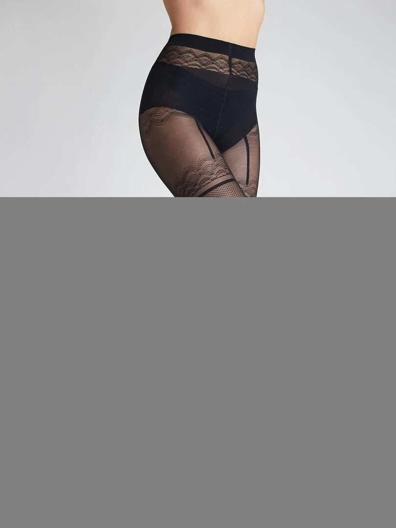 Collant fantaisie 40 deniers Felicita RougeGorge Lingerie Noir