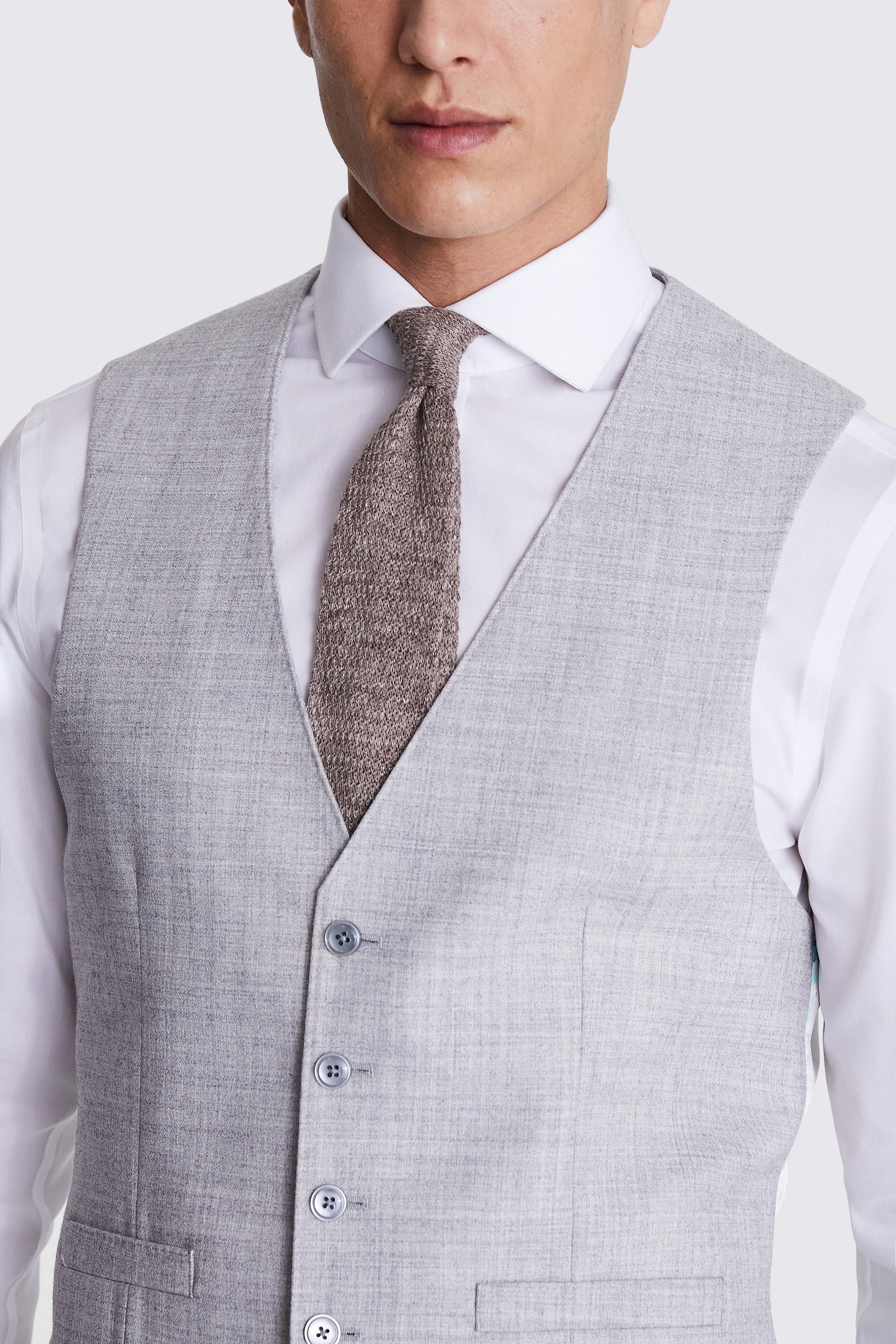 Slim Fit Light Grey Waistcoat    Buy Online at Moss