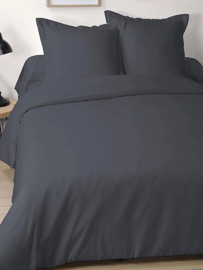 Housse de couette unie en coton gris anthracite