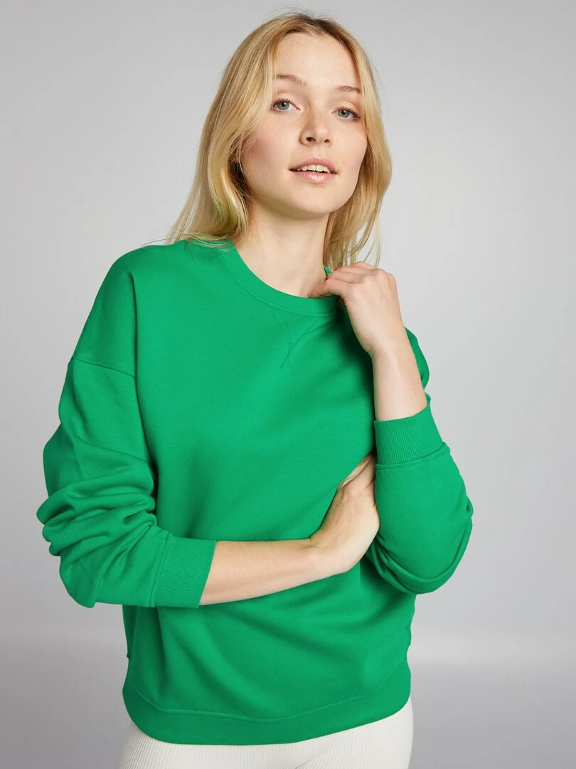 Sweat en molleton uni vert jardin