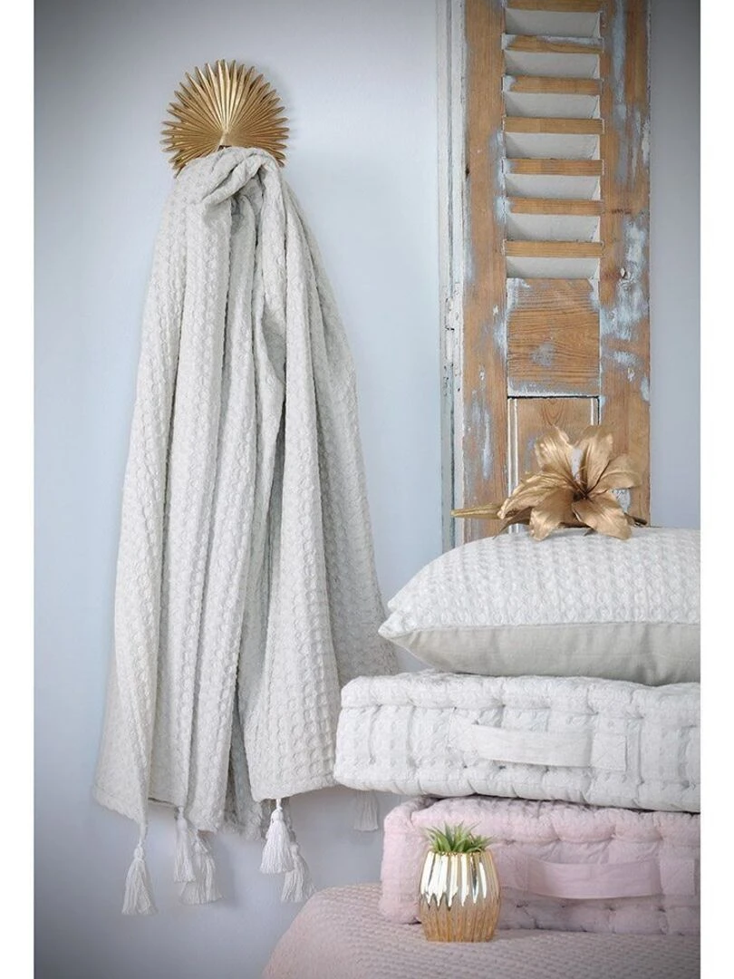 Plaid 125x150 cm Gopher vert pâle coton   Vert