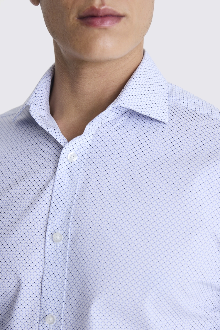 Regular Fit Single Cuff Printed Blue Shirt Buy Online at Moss