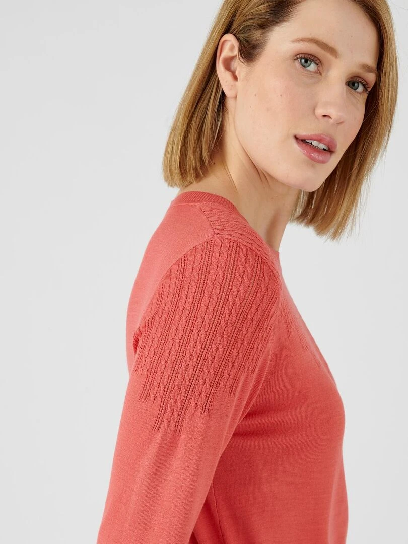 Pull fin manches 3/4   Damart   Rouge