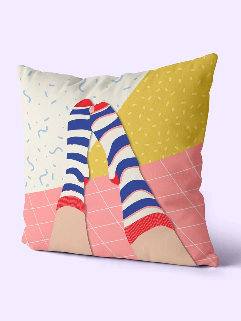 Housse de coussin décoratif Hole sock "Happyfriday"   Blanc