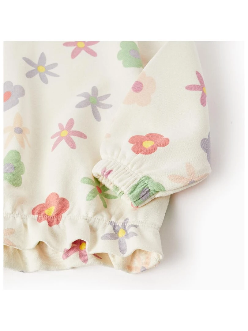Pull à capuche pour bébé fille 'Floral'  THE WAVE TRIBE   Blanc