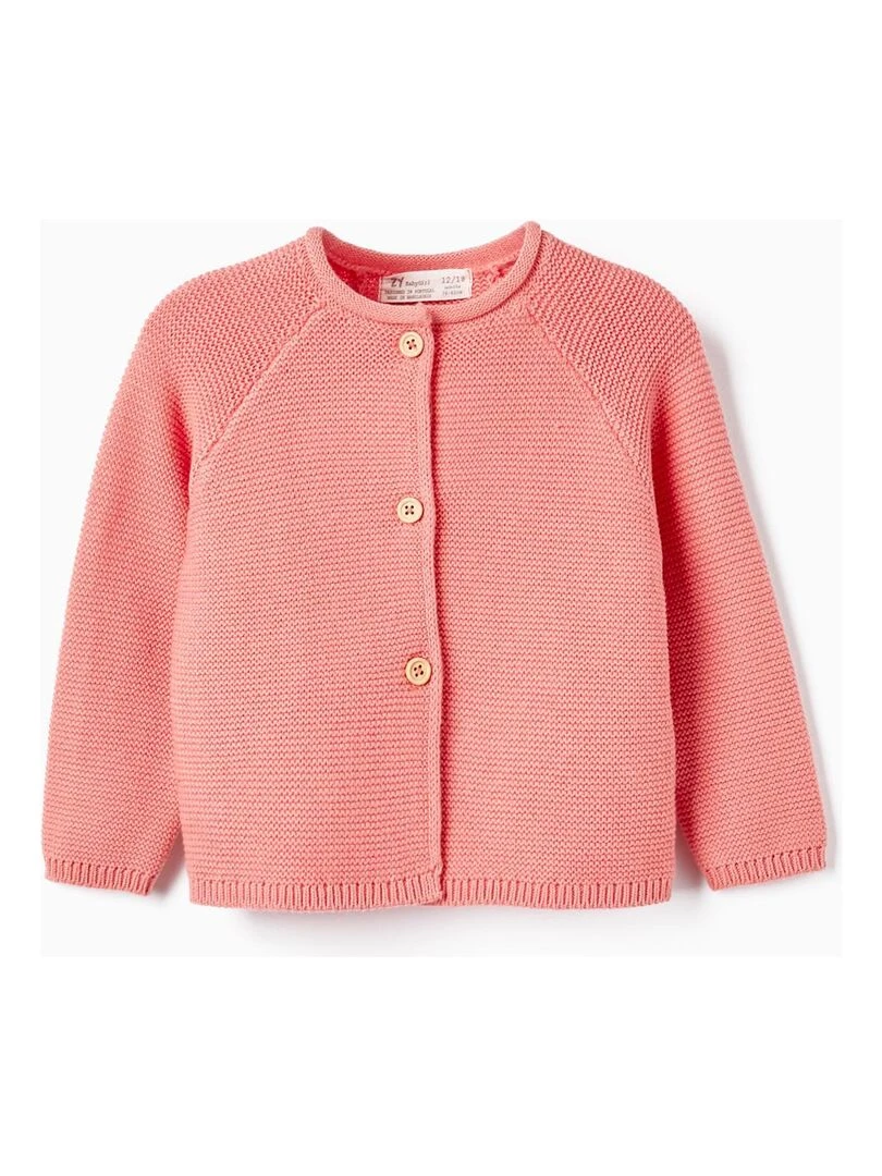 Gilet en Maille de Coton pour Bébé Fille SICILIAN DAYS Blanc Orange clair