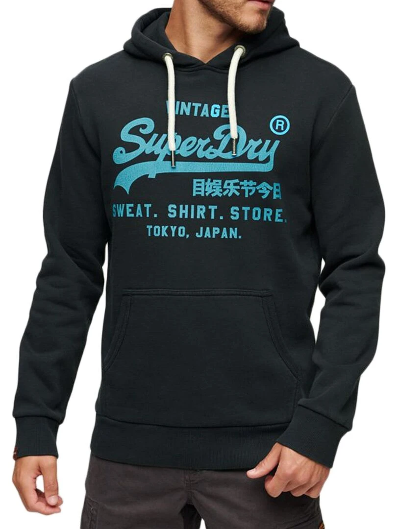 Sweat à Capuche Superdry Neon VL Bleu