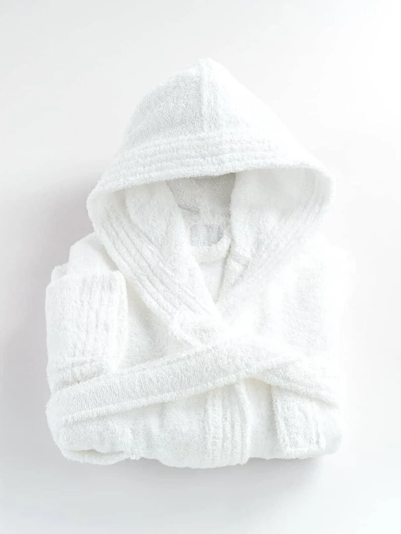 Peignoir enfant capuche en coton bouclette éponge COCOON Blanc