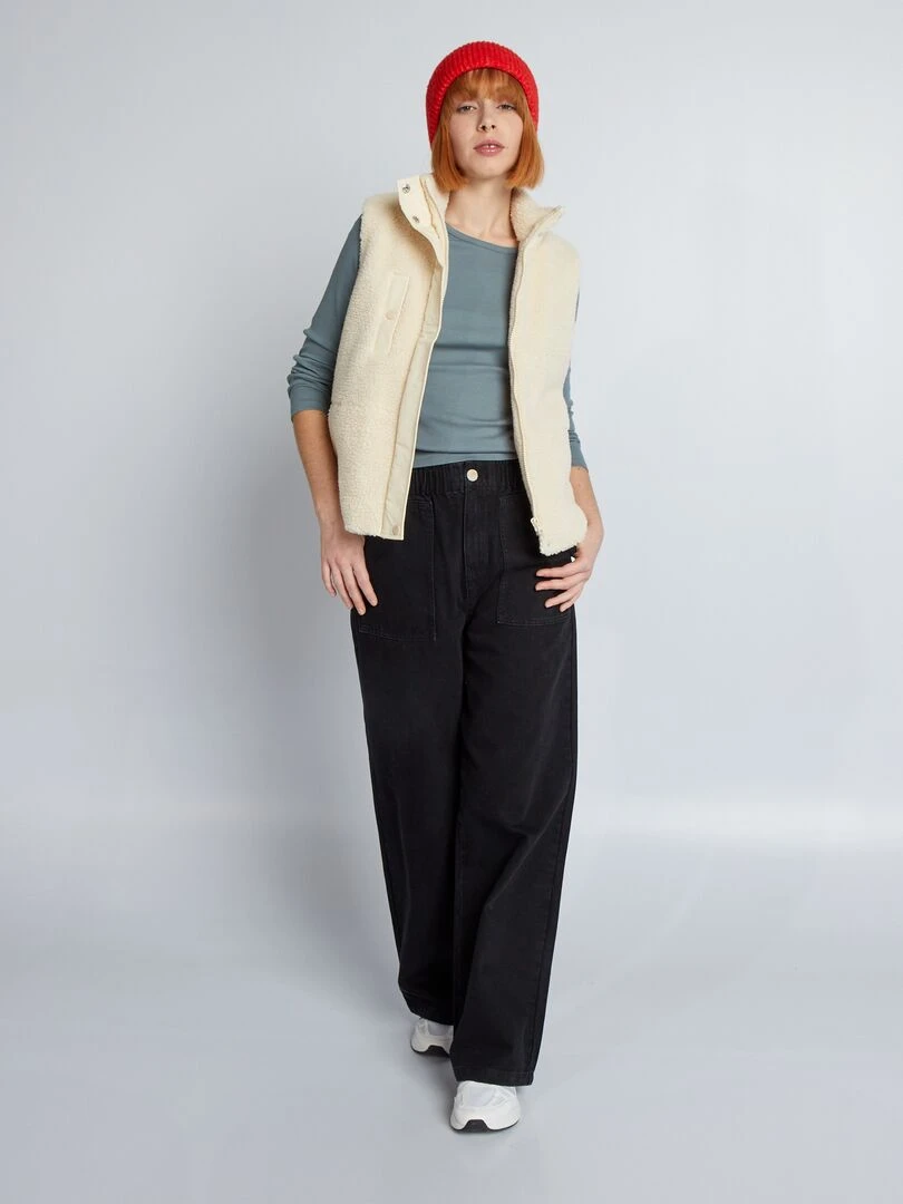 Veste en sherpa à manches courtes Beige