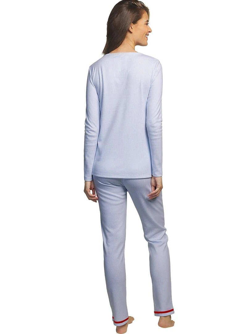 Pyjama pantalon haut manches longues Rayas Bleu