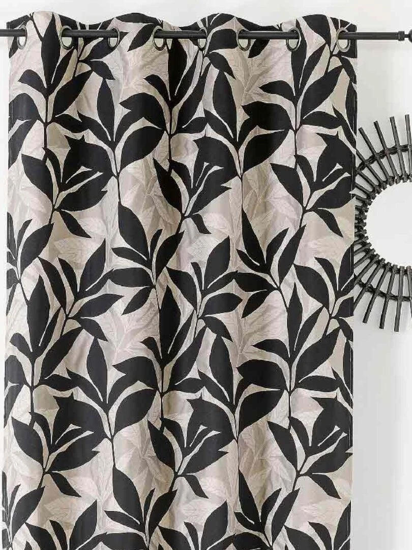 Rideau d'ameublement aux feuillages exotiques Beige
