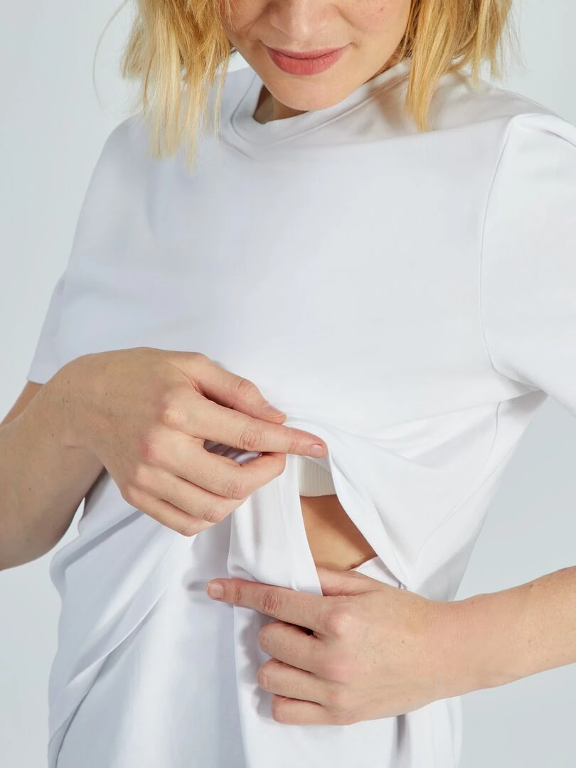 T shirt d'allaitement ouverture portefeuille   blanc