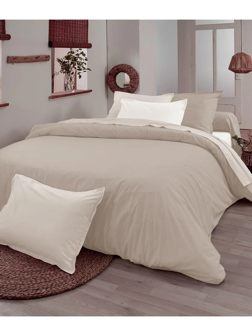 Drap plat en 100% coton biologique Beige clair