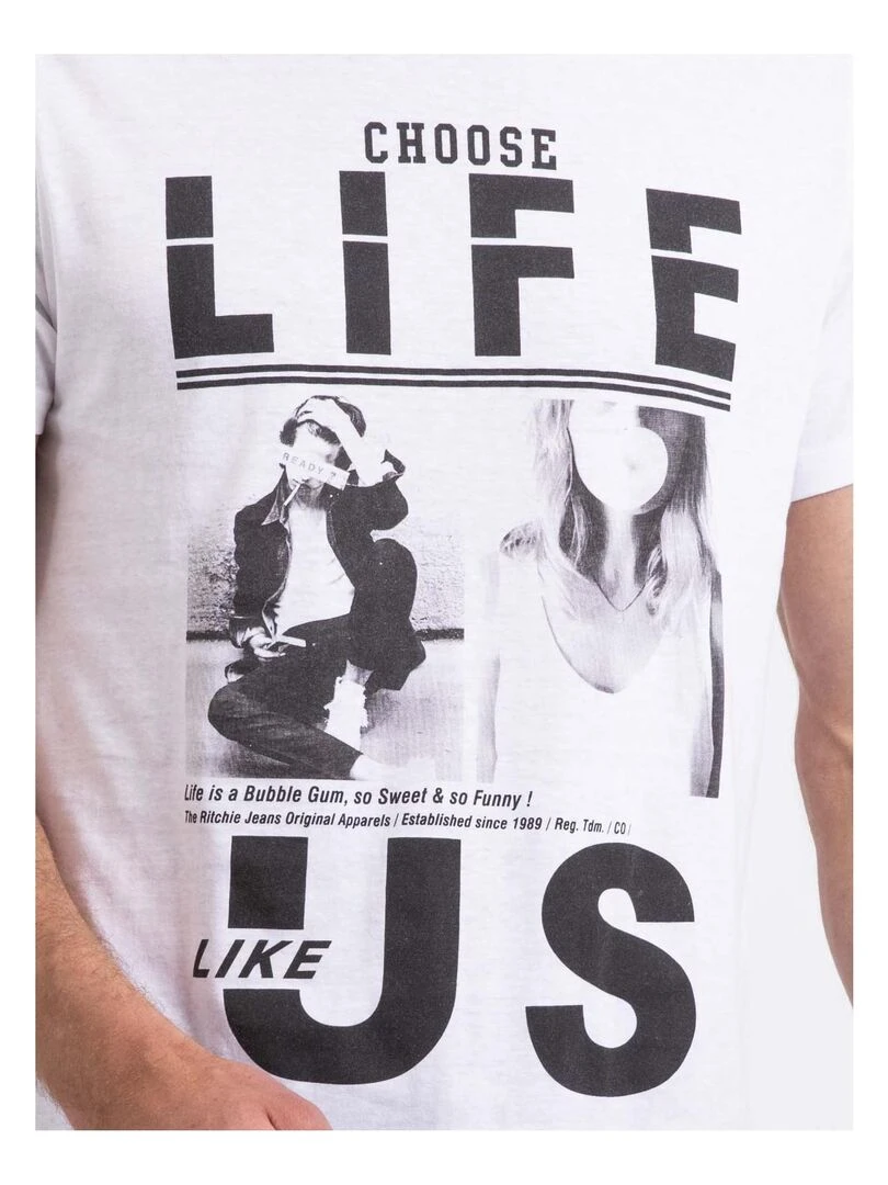 T shirt col rond NIXIROCK   Blanc