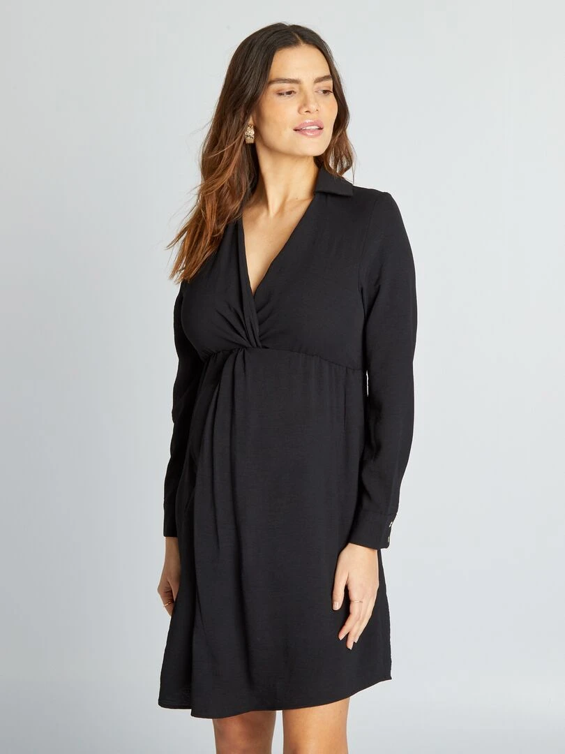 Robe grossesse cintrée et satinée noir
