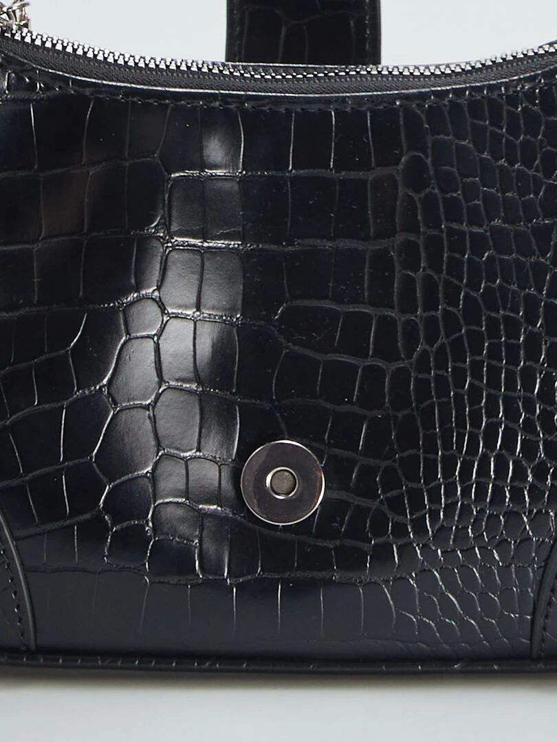Sac porté épaule effet croco   Noir