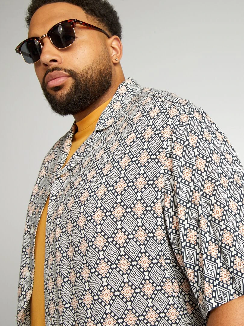 Chemise fluide à col pyjama   Blanc