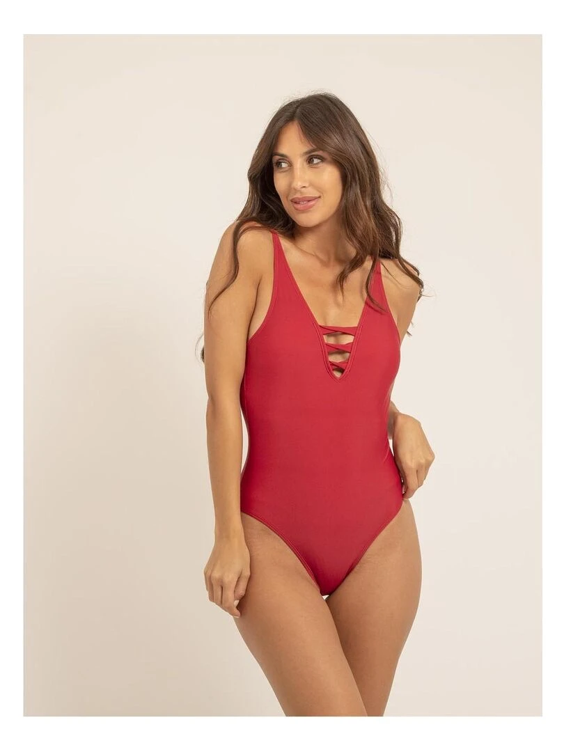 Maillot 1 pièces découpes GISELLE   Rouge