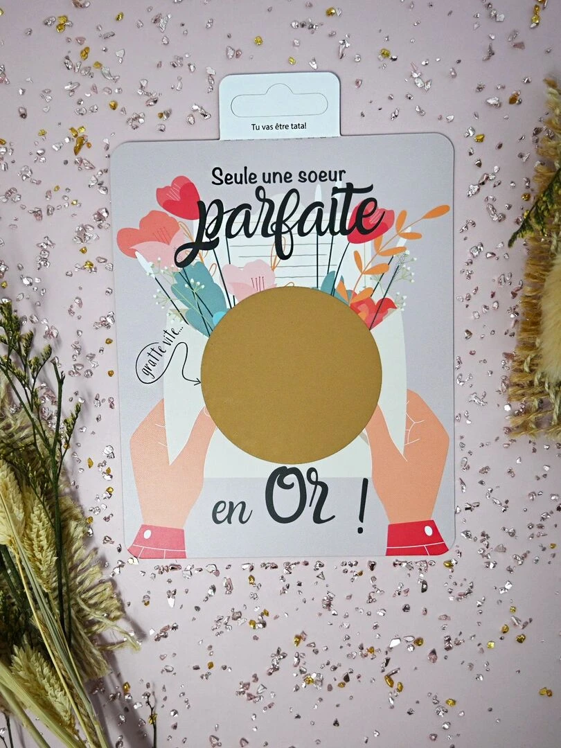 Carte à gratter Tu vas être tata Blanc