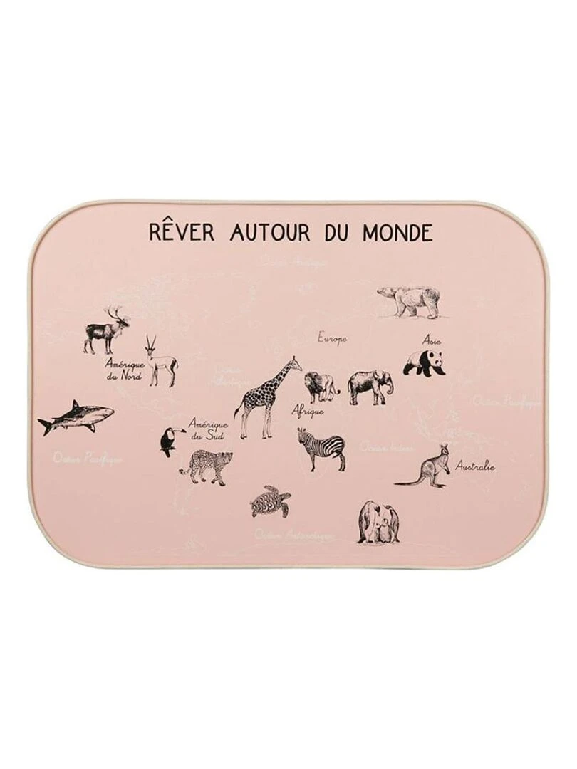 Décoration murale carte du monde rose 70x50 cm Rose