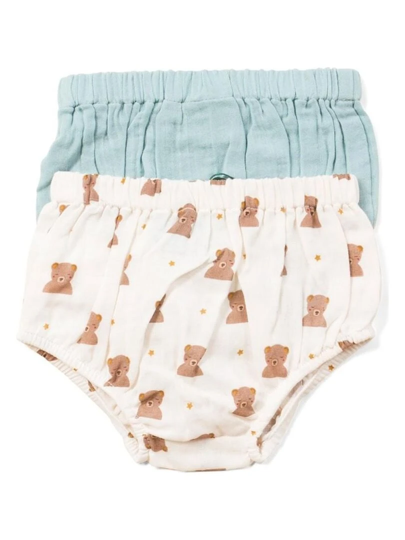 Pack 2 Bloomers en Gaze de Coton Bio Bleu
