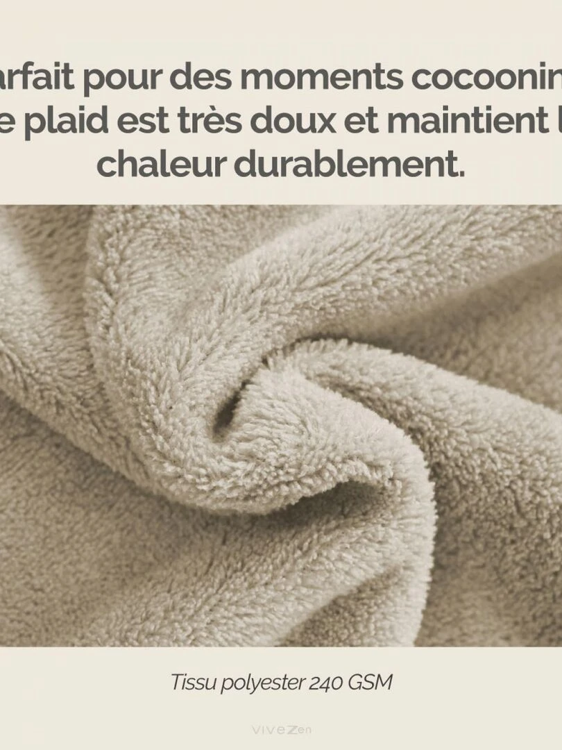 Couverture  plaid polaire en flanelle ultra doux   150 x 200 cm   Vivezen   Beige