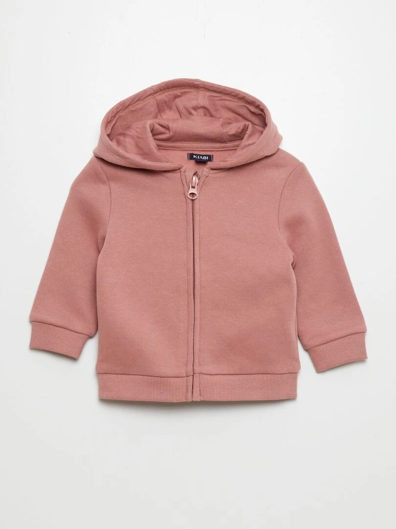 Sweat zippé en molleton Rose