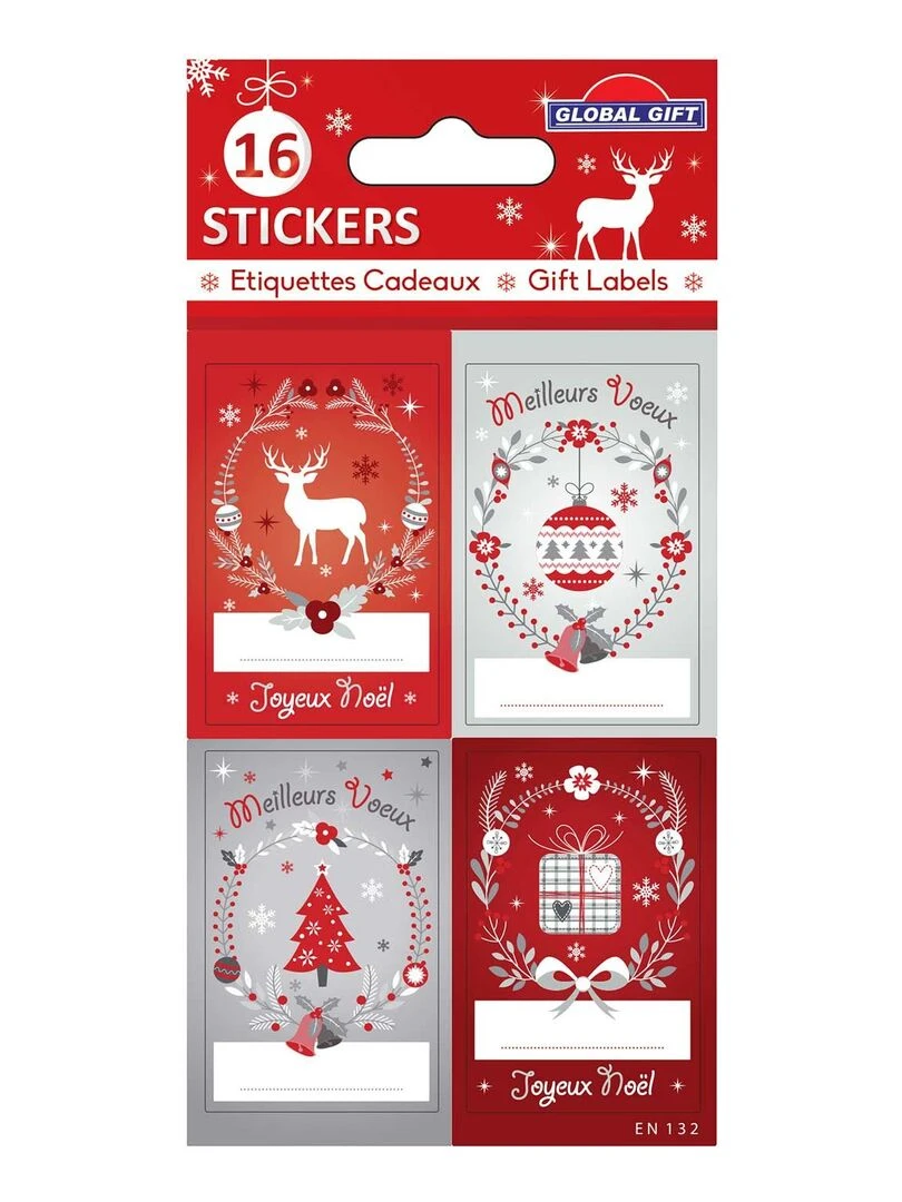 16 étiquettes adhésives de Noël Couronnes de Noël N/A