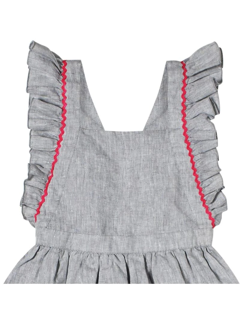 Robe Cérémonie Bohème Fille Lin Gris LILI La Faute à Voltaire Gris taupe