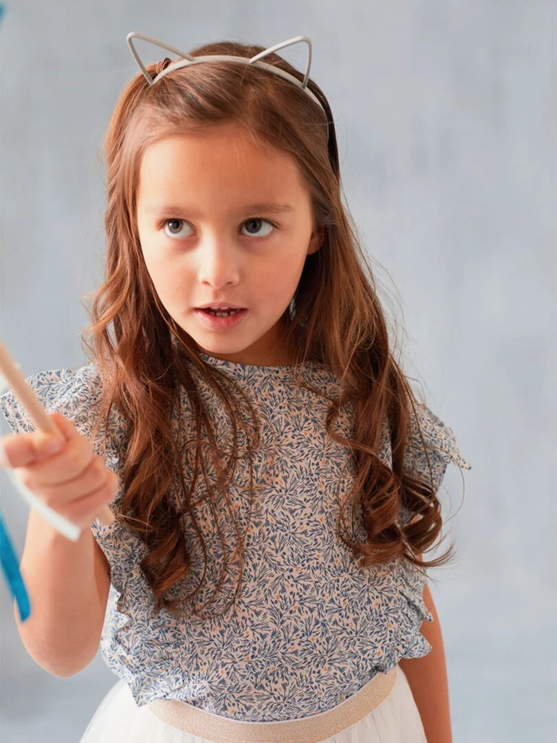 Blouse imprimé feuri   Noukie's   Bleu