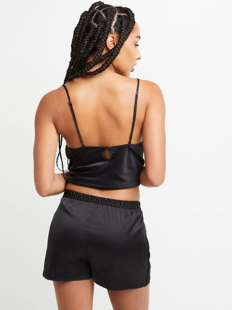 Short satin Chimene RougeGorge Lingerie Noir