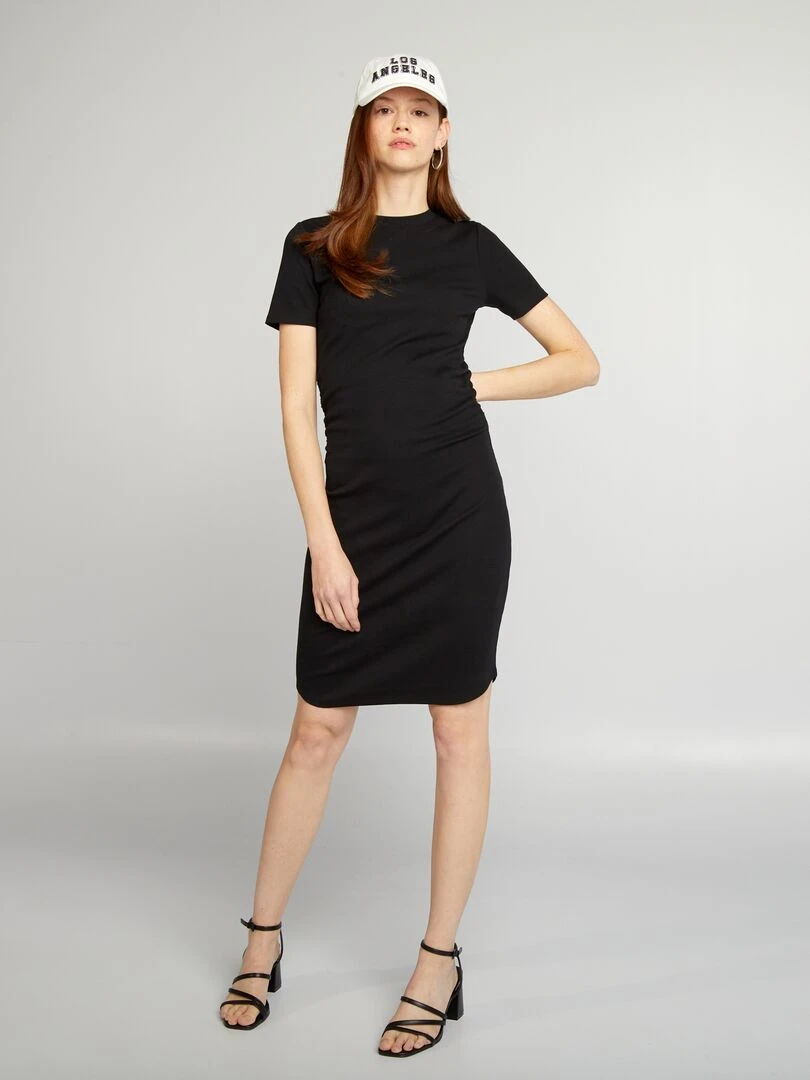 Robe en jersey côtelé noir