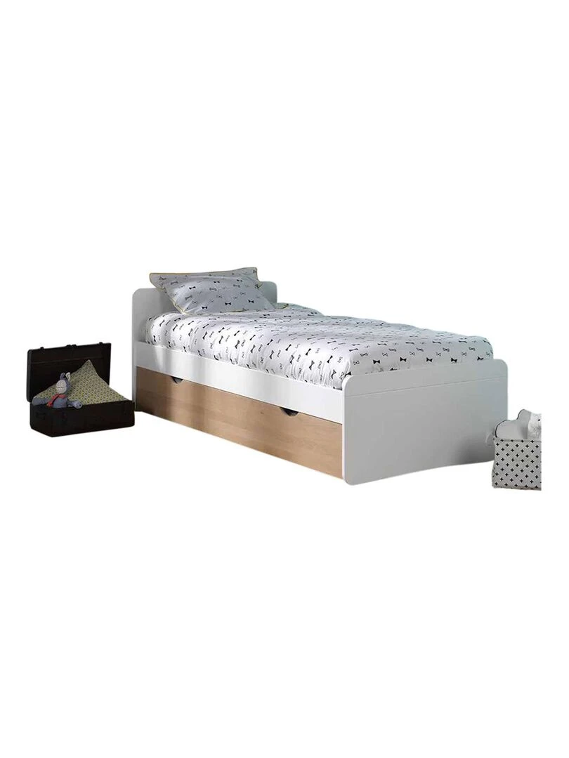 Pack lit gigogne avec 2 matelas Spike AKITEN RETAIL Blanc Marron