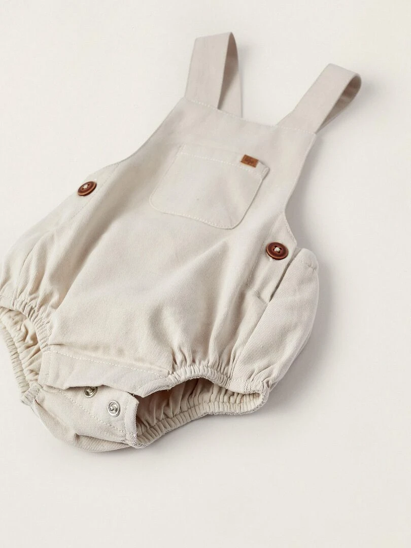 Combinaison en sergé de coton pour nouveau né manches longues ATLANTIC COMPANY   Gris clair