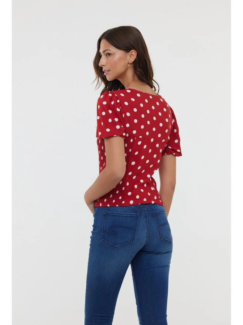 Lee Cooper   T Shirt manches courtes viscose slim MORANE M   Rouge